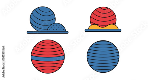 Stability Ball Line art vector flat modern abstract