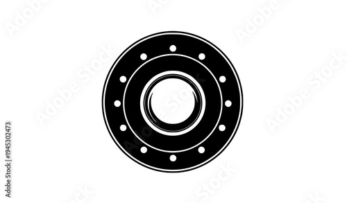 Top view UFO flying saucer vector icon black silhouette isolated on transparent background for sci-fi projects