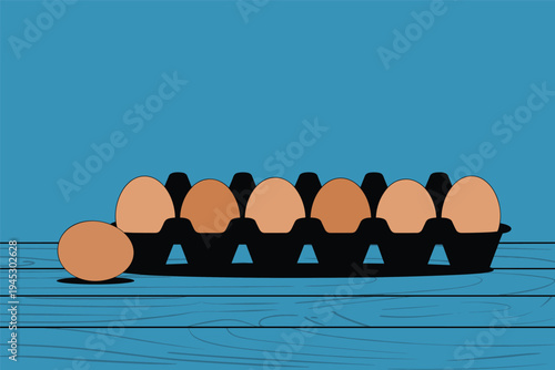 Brown Eggs in Carton, farm freshness concept