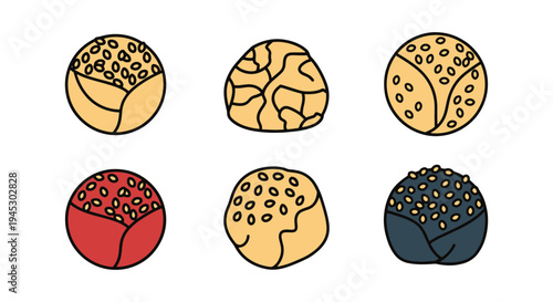 Sesame Ball Line art vector clean modern artistic abstract illustration