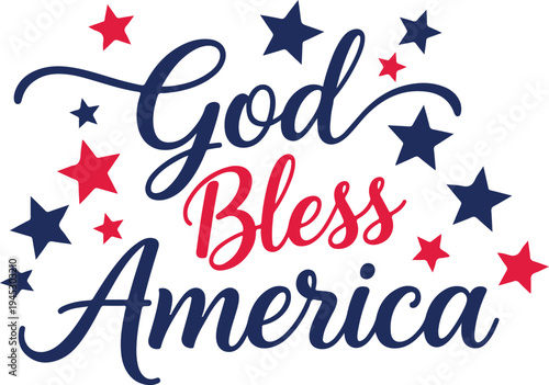 Vectoe art of god bless america patriotic greeting with stars