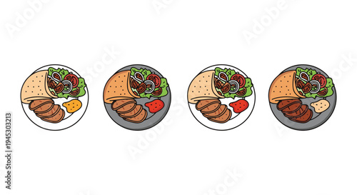 Shawarma Plate Line art vector creative contemporary abstract illustration
