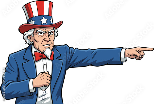 Uncle Sam Pointing His Finger in a Commanding and Serious Expression