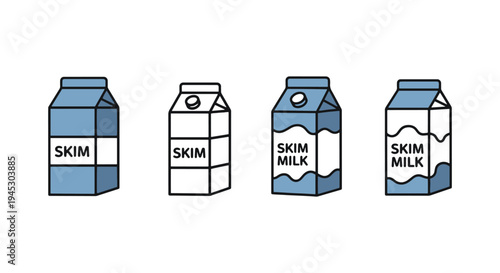 Skim Milk Line art vector set soft colorful abstract illustration