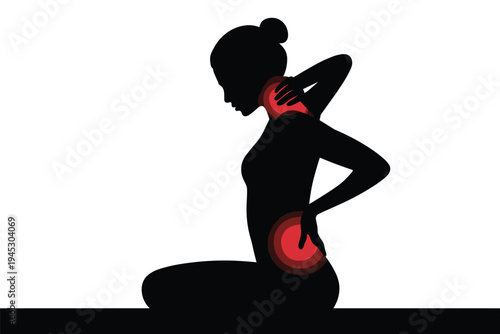 Neck & Back Pain Silhouette, body strain concept