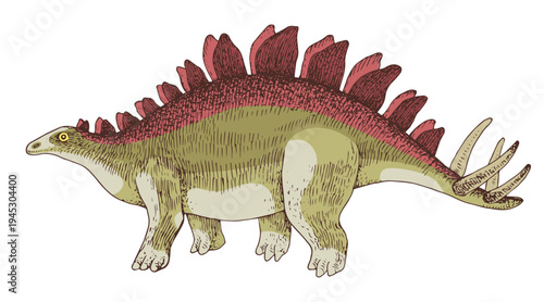 Stegosaurus dinosaur hand drawn vector