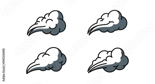 Smoke Line art vector set modern vibrant abstract color illustration