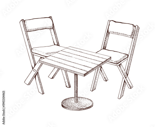 Garden furniture hand drawn set vector