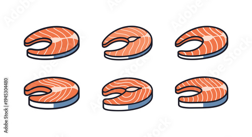 Smoked Salmon Line art vector digital abstract colorful