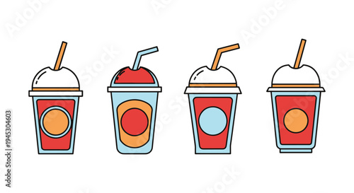 Smoothie Cup Line art vector soft pastel abstract color