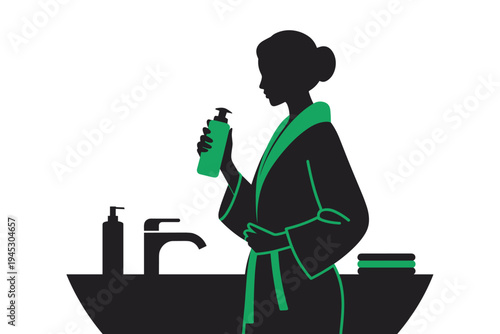 Woman Applying Skincare, self-care routine concept