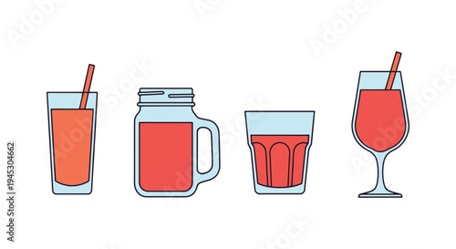 Smoothie Glass Line art vector minimal contemporary abstract color