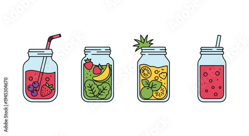Smoothie Jar Line art vector creative abstract modern illustration