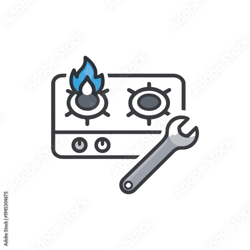 Gas Stove Repair Icon Kitchen Appliance Service