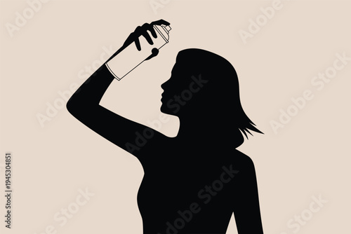 Hair Spray Silhouette, styling beauty concept