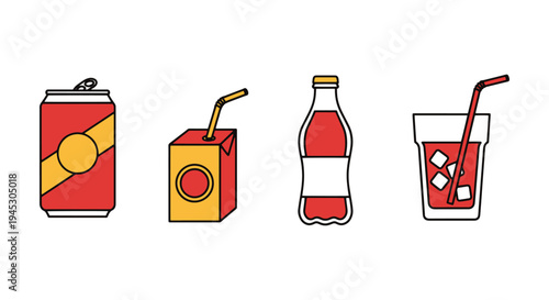 Soft Drink Line art vector modern dynamic abstract color