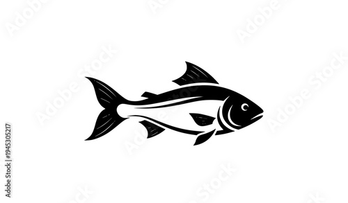 Seafood fish silhouette logo vector marine food symbol isolated on white background