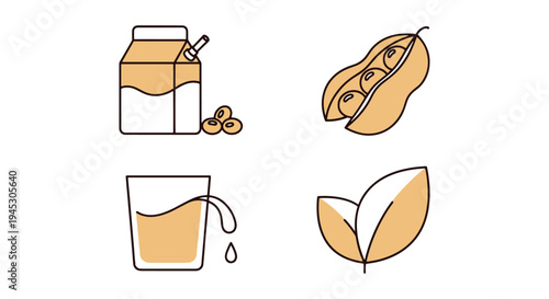 Soy Milk Line art vector set vibrant abstract gradient color