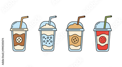 Soy Milk Shake Line art vector soft pastel abstract