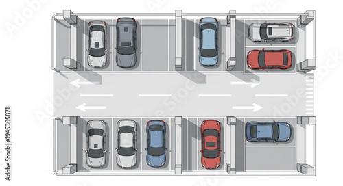 Aerial View of Cars Parked in a Lot.