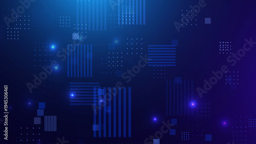 Abstract Digital Technology Futuristic Background. Square Pixels Halftone Pattern Tech Mosaic. Technology or Science Research Presentation Backdrop. Vector Illustration.