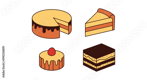 Sponge Cake Line art vector minimal artistic abstract