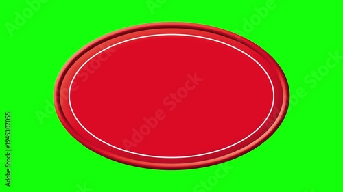 Red Oval Blank Badge Button on Green Screen Background Loop