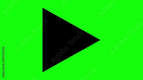 Black Play Button Icon Symbol on Green Screen Background Loop