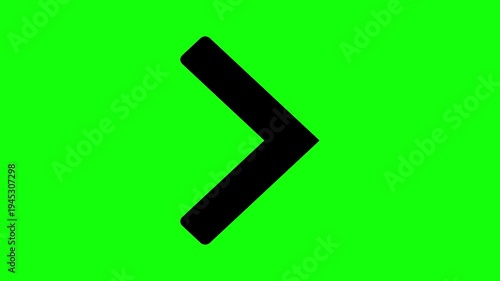 Black Next Arrow Chevron Icon Symbol on Green Screen Background Loop