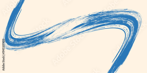 Grunge grainy blue brush stroke with spray texture. Hand drawn distress damaged vintage banner with zigzag bold line. Rough thick brush stroke texture. Eps 10