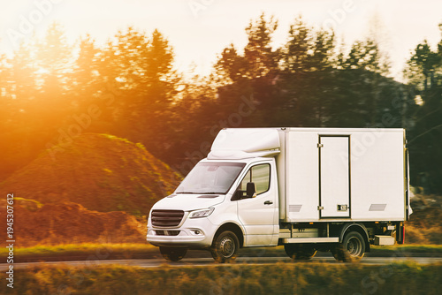 Wallpaper Mural Cargo vehicle on road with scenic background Torontodigital.ca