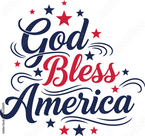 Vectoe art of vector patriotic typography design with stars