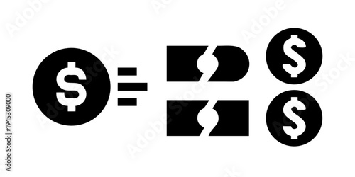 Currency Exchange Icon Set - Money Conversion and Financial Transaction Vector