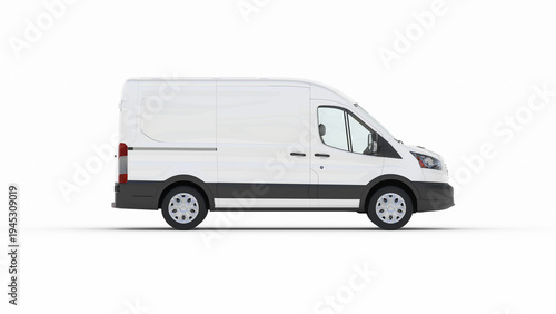 Right Side Profile of White Commercial Cargo Van for Branding