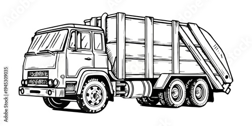 Garbage Truck Vector Illustration - Heavy Duty Waste Disposal and Sanitation Vehicle