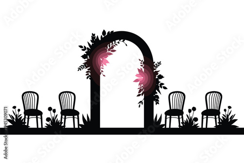 Wedding Arch Silhouette, marriage ceremony concept