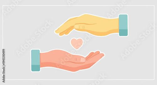 Hands reaching and protecting heart symbolizing care support kindness vector