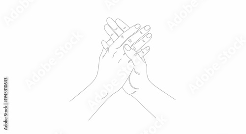 Hands interlocked illustration on white background for diverse conceptual uses