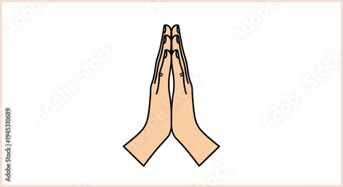 Hands praying gesture illustration isolated on white background