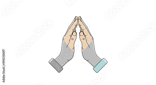 Hands praying graphic illustration of upward facing palms on white