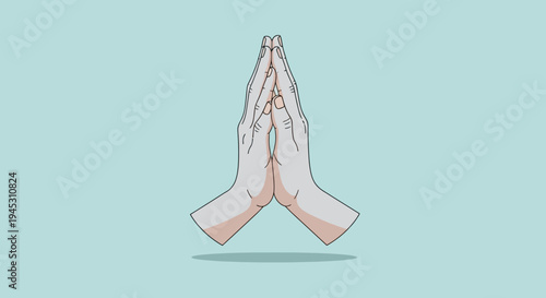 Wallpaper Mural Hands praying together against a blue backdrop vector illustration Torontodigital.ca