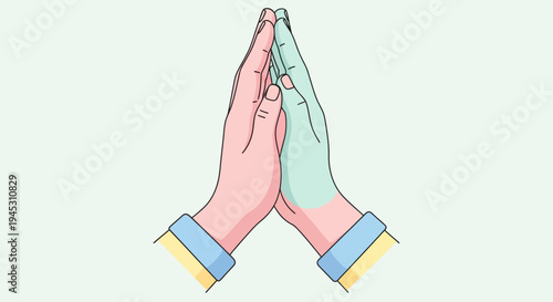 Hands praying together illustration of unity and harmony in simple style