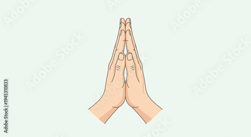 Wallpaper Mural Hands praying together illustration of gesture on light green background Torontodigital.ca