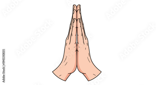 Hands praying together illustration of interconnected fingers and gesture