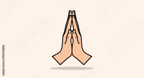 Hands praying together vector illustration for spirituality and faith