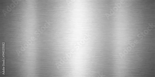 High-resolution industrial background featuring a brushed silver metallic texture on a polished stainless steel or aluminum plate surface with a shiny grey seamless pattern and titanium material refle