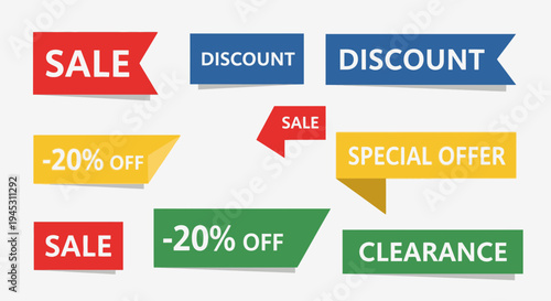 Colorful sale and discount banners for promotions and advertising