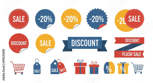 Colorful sale and discount vector elements for advertising and promotions