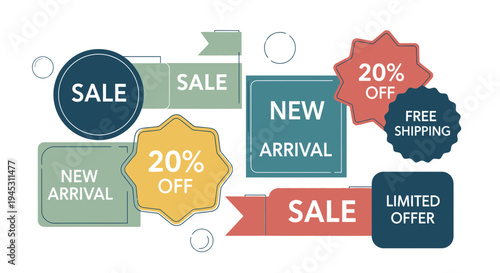 Colorful sale and promotion labels collection on a white background
