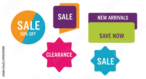 Colorful sale and promotion labels design for marketing and advertising